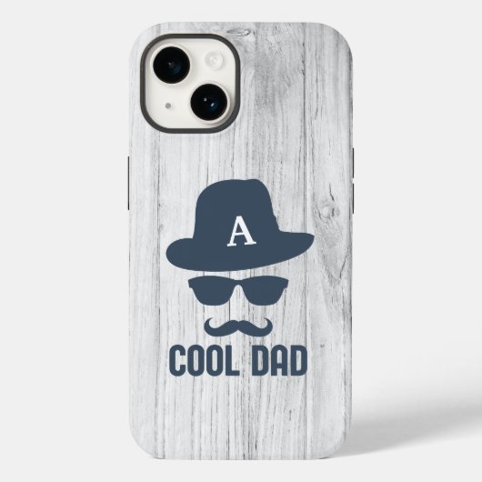 Mustache Cool Dad Best DAD Ever Monogram Initiaal Case-Mate iPhone Case (Achterkant)