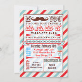 Mustache Couples Baby Shower Invitations (Devant)