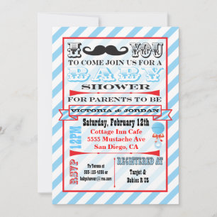 Mustache Couples Baby Shower-uitnodigingen Kaart
