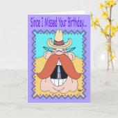 MUSTACHE COWBOY Carte Anniversaire Belge (Fleur jaune)