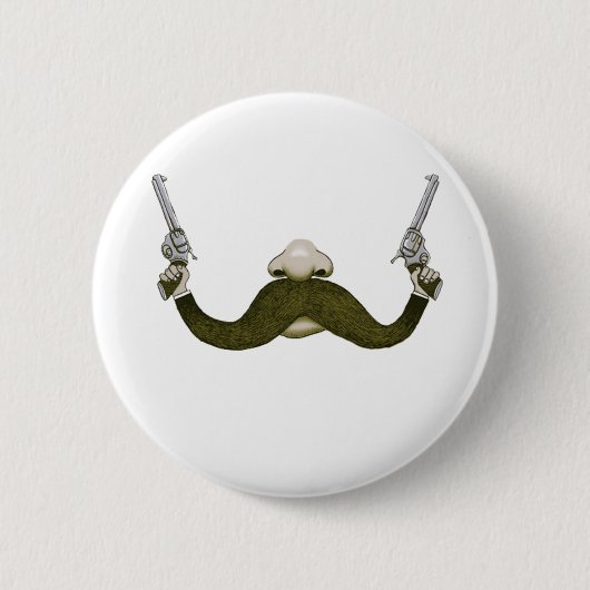 Mustache Cowboy Ronde Button 5,7 Cm (Voorkant)