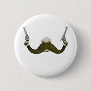 Mustache Cowboy Ronde Button 5,7 Cm