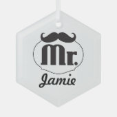 Mustache de heer Hipster  Retro Glas Ornament (Voorkant)