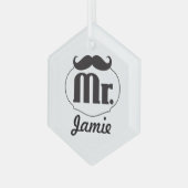 Mustache de heer Hipster  Retro Glas Ornament (Voorkant links)