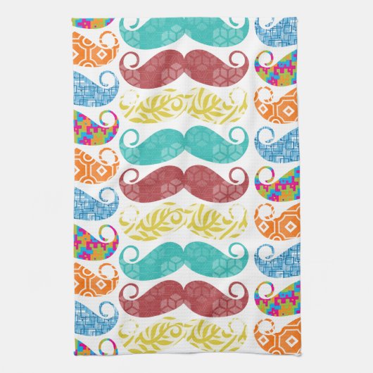 Mustache de heer Hipster  Retro Theedoek (Verticaal)