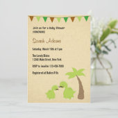 Mustache Dinosaur Thème Baby shower Invitation (Debout devant)