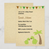 Mustache Dinosaur Thème Baby shower Invitation (Devant / Derrière)