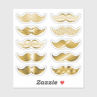 Mustache d'or Faux Ensemble de 10 Stickers