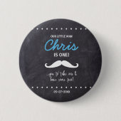 Mustache eerste verjaardag, Chalkboard achtergrond Ronde Button 5,7 Cm (Voorkant)