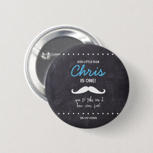 Mustache eerste verjaardag, Chalkboard achtergrond Ronde Button 5,7 Cm