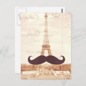 Mustache Eiffel Tower Briefkaart (Voorkant / Achterkant)
