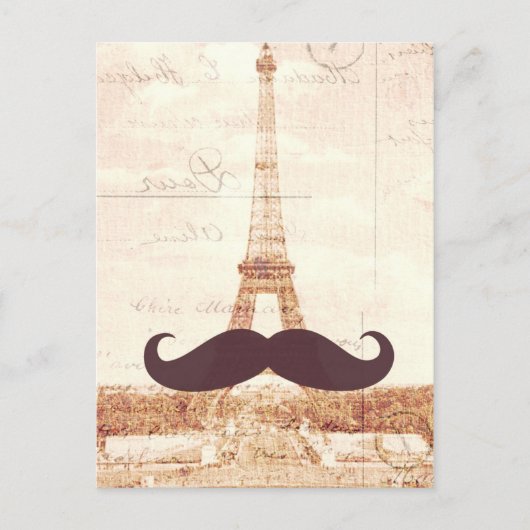 Mustache Eiffel Tower Briefkaart (Voorkant)