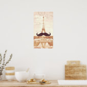 Mustache Eiffel Tower Poster (Keuken)