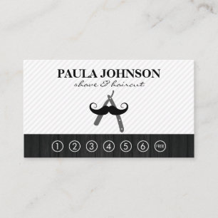 Mustache en Barber Blade Punch Card Visitekaartje