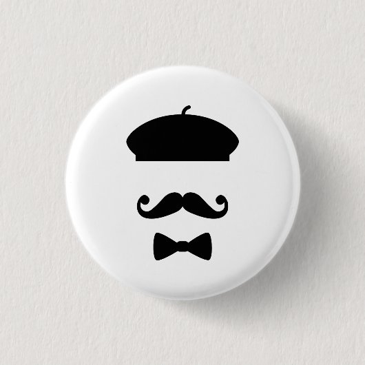 Mustache en Beret Pictogram Button (Voorkant)