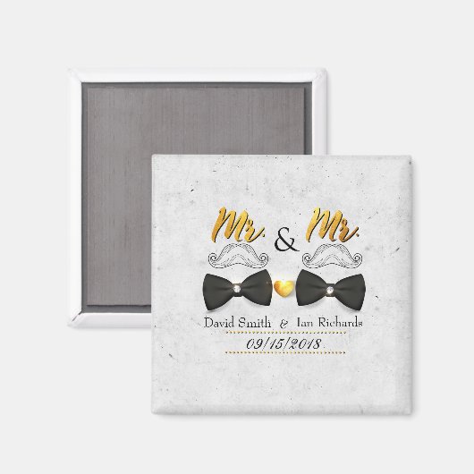 Mustache en boog voor Mr. en Mr. Magneet (Voorkant / Achterkant)