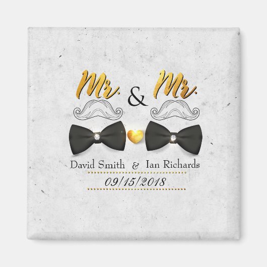 Mustache en boog voor Mr. en Mr. Magneet (Voorkant)