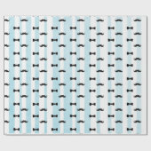 Mustache en Bow Stropdas Blauw en Wit Gestreept Ca Cadeaupapier (Vlak)