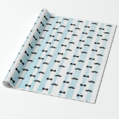 Mustache en Bow Stropdas Blauw en Wit Gestreept Ca Cadeaupapier (Uitgerold)
