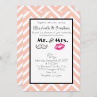 Mustache en Lips Mr en Mrs Peach Wedding
