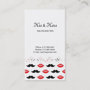 Mustache en Lips Red & Black Pattern Visitekaartje