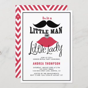 Mustache en lips Retro Gender onthulling Baby show Kaart