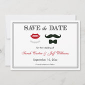 Mustache en Lips sparen de Datumkaarten Save The Date (Voorkant)