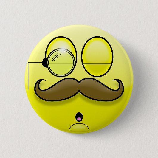 Mustache en Monocle Smilie Button (Voorkant)