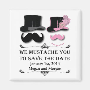 Mustache en top Hat sparen de Datum Magnet Magneet