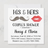 Mustache et lèvres Couples Douche invitation (Devant)