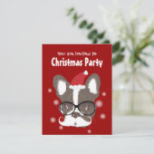 Mustache French Bulldog Christmas Party Invitation (Debout devant)