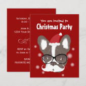 Mustache French Bulldog Christmas Party Invitation (Devant / Derrière)