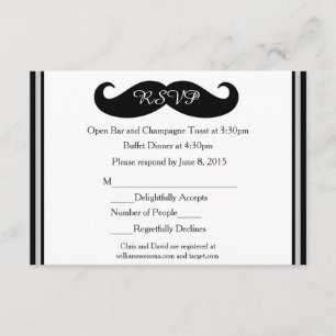 Mustache Gay Wedding Response-kaarten RSVP Kaartje