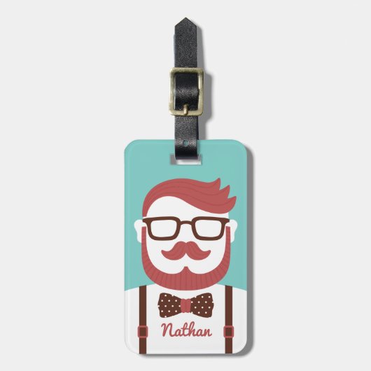 Mustache Gentleman Bowtie Gepersonaliseerd Bagagelabel (Voorkant verticaal)