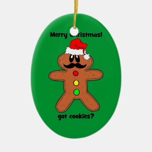 mustache gingerbrood keramisch ornament (Voorkant)