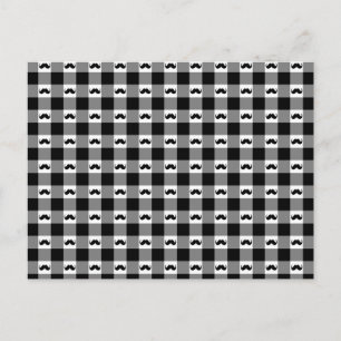 Mustache Gingham Pattern - Cute! Briefkaart