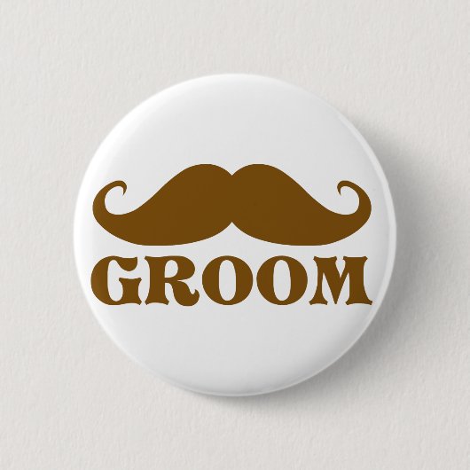 Mustache Groom Ronde Button 5,7 Cm (Voorkant)