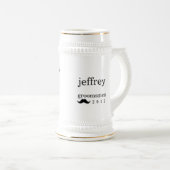 Mustache groomsman bachelor beer stein mok (Voorkant rechts)