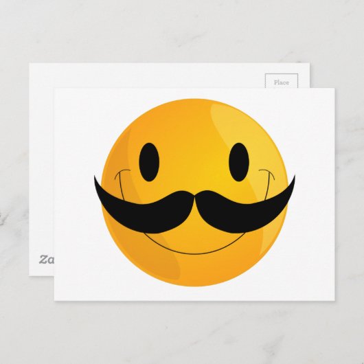 Mustache Happy Face Emoji Briefkaart (Voorkant / Achterkant)