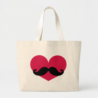 Mustache Heart Grote Tote Bag