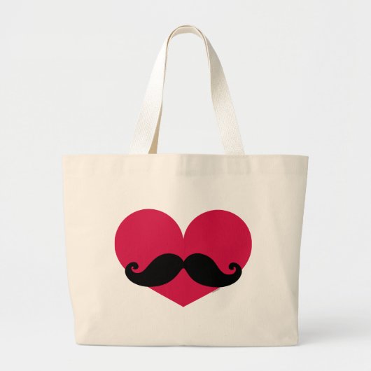 Mustache Heart Grote Tote Bag (Voorkant)