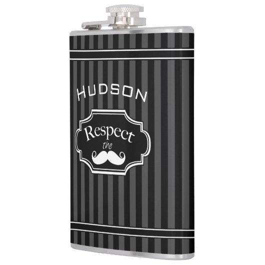 Mustache Hipster Retro Patroon Heupfles (Links)