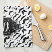 Mustache Hipster Retro Patroon Theedoek (Quarter Fold)