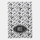 Mustache Hipster Retro Patroon Theedoek (Verticaal)