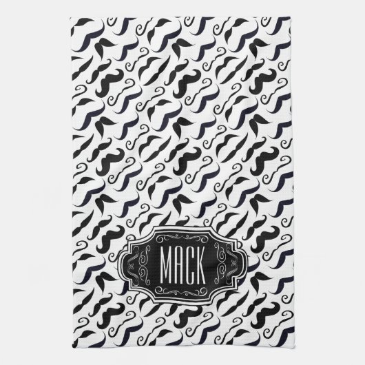 Mustache Hipster Retro Patroon Theedoek (Verticaal)