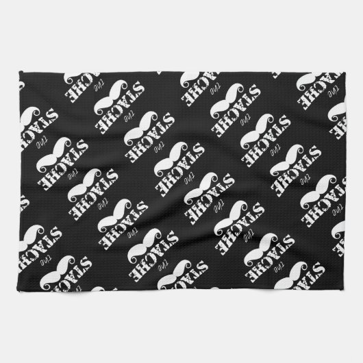 Mustache Hipster Retro Patroon Theedoek (Horizontaal)