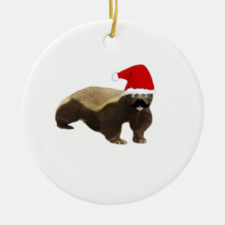 Mustache Honey Badger Santa Keramisch Ornament