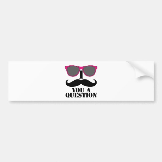 Mustache Humor met roze zonnebril Bumpersticker (Voorkant)