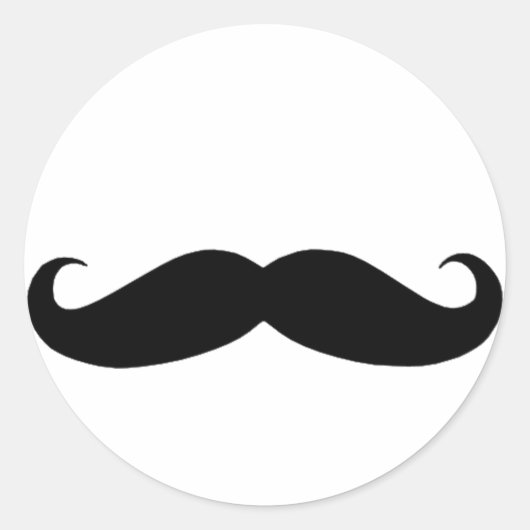 Mustache in zwart of wit ronde sticker (Voorkant)