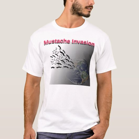 Mustache Invasion T-Shirt (Voorkant)